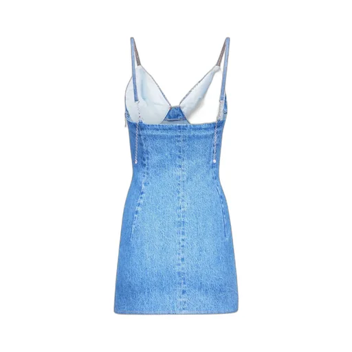 Area Embellished Sleeveless Denim Mini Dress