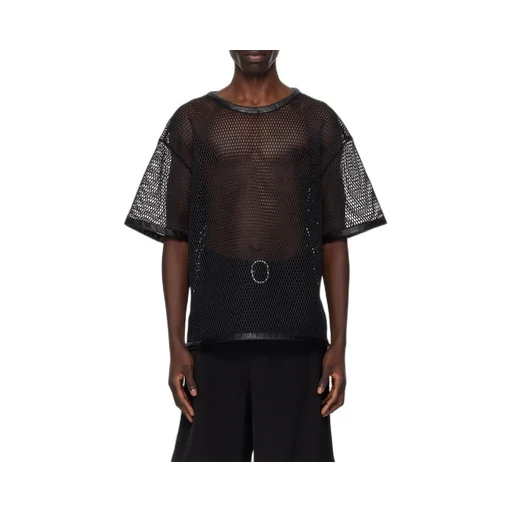 Jil Sander	Perforated Leather Trim Crewneck T-Shirt