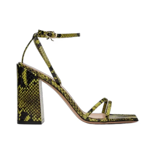 Snake Embossed High-Heeled Sandals