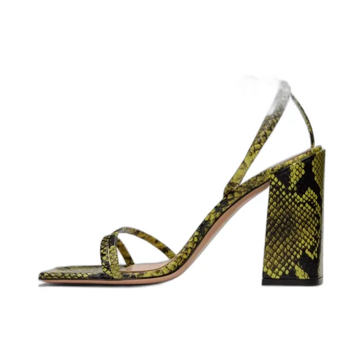 Snake Embossed High-Heeled Sandals