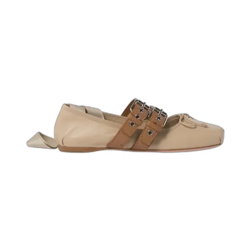 Nappa And Calf Leather Ballerinas