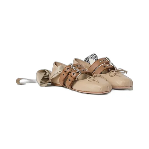 Nappa And Calf Leather Ballerinas