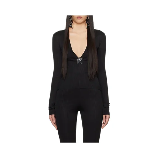 Area Star Stud-Detailed V-Neck Knitted Jumper