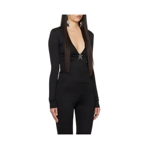 Area Star Stud-Detailed V-Neck Knitted Jumper