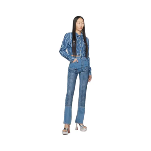 Crystal-Embellished Straight-Leg Jeans