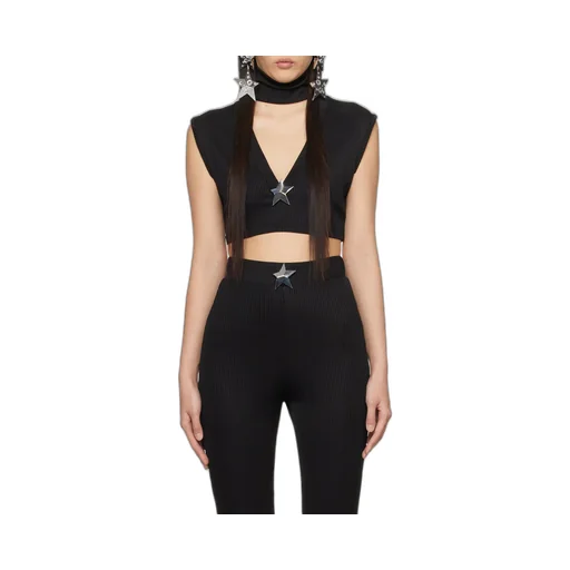 Star-Stud Rib-Knit Crop Top