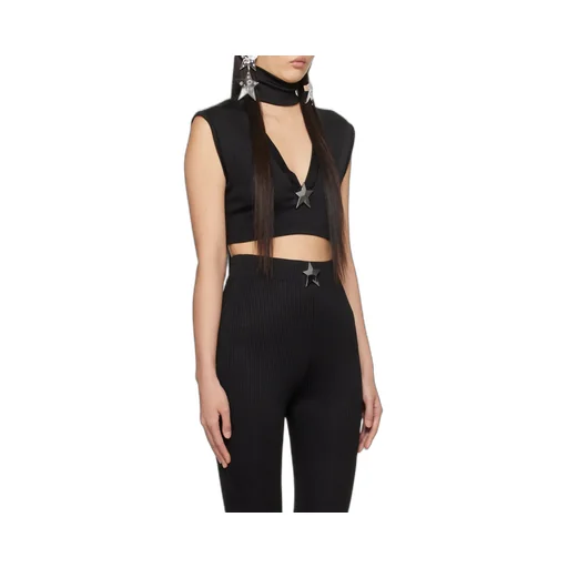 Star-Stud Rib-Knit Crop Top