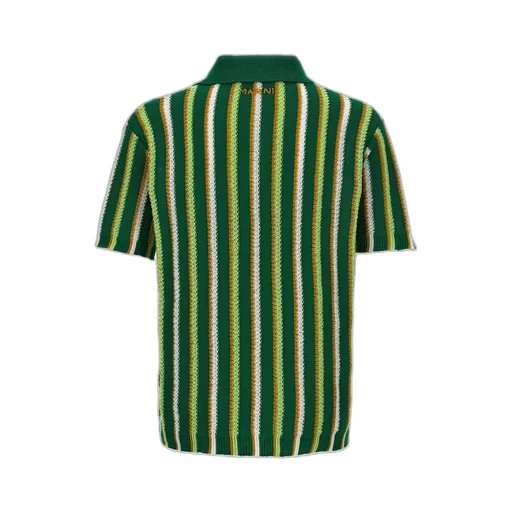 Marni Striped Crocheted Polo Shirt