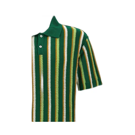 Marni Striped Crocheted Polo Shirt