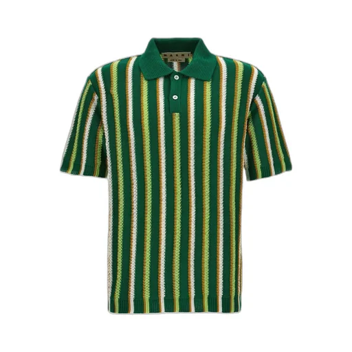 Marni Striped Crocheted Polo Shirt