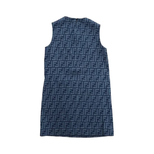 Fendi Kids Layered Monogram Pleated Denim Dress