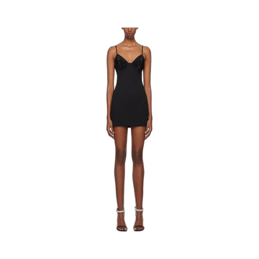 Crystal-Embellished V-Neck Minidress