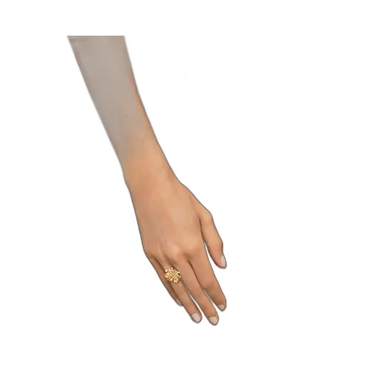 Daisy Ring In Metal And Enamel With Crystal