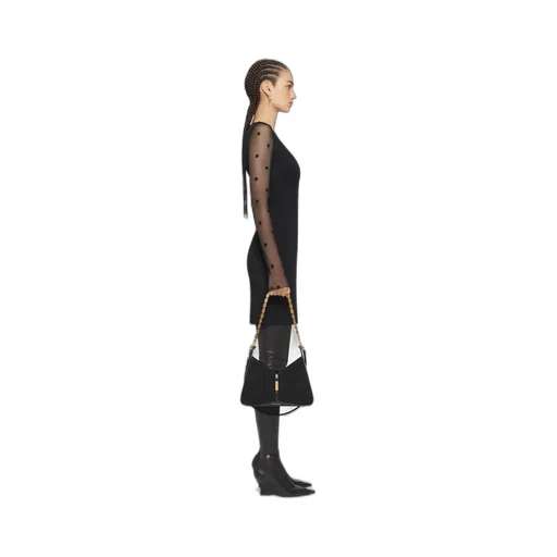 Dress In Sable Stretch And 4G Tulle
