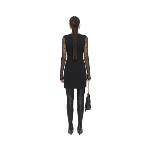 Dress In Sable Stretch And 4G Tulle