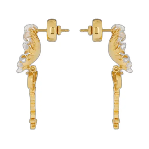 Daisy Earrings In Metal And Enamel With Crystal