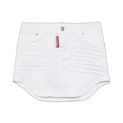Dsquared2 Kids Logo Printed Button Detailed Denim Skirt