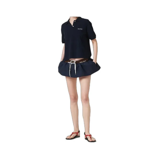 Miu Miu Logo-Embroidered Short-Sleeved Polo Shirt