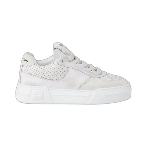 Bleached Leather And Suede Sneakers