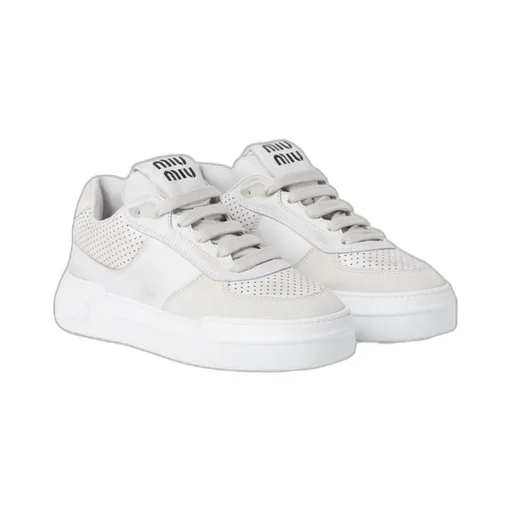 Bleached Leather And Suede Sneakers