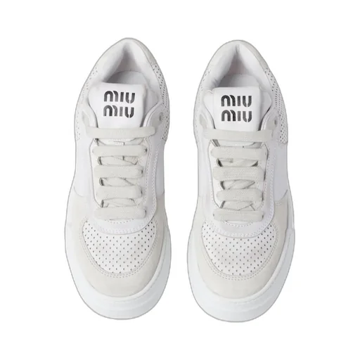 Bleached Leather And Suede Sneakers
