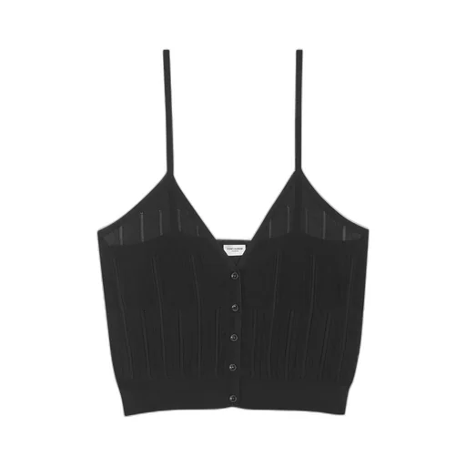 Saint Laurent Striped V-Neck Knitted Tank Top