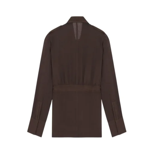 Saint Laurent Saharienne Belted Long-Sleeved Dress
