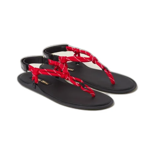 Miu Miu Round-Toe Cord-Strap Sandals