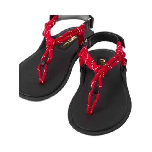 Miu Miu Round-Toe Cord-Strap Sandals