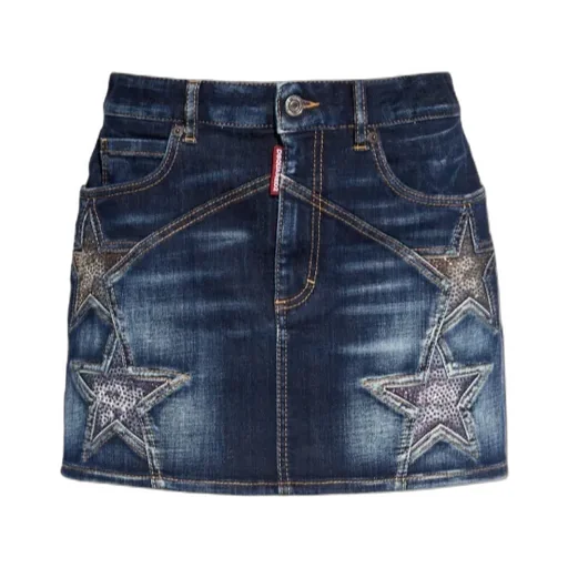 Dsquared2 Star-Studded Embellished Denim Mini Skirt