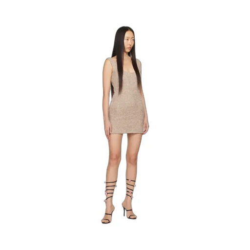 Low-Round Neck Tweed Dress