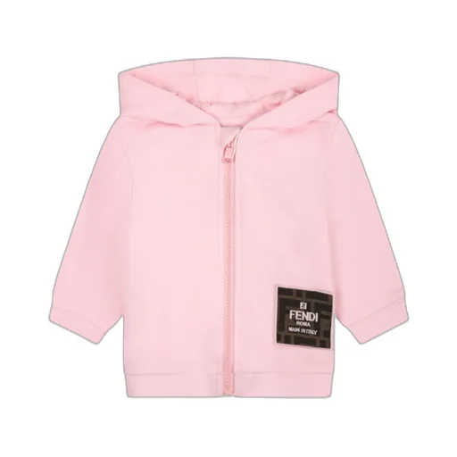 Fendi Kids Logo Patch Zip-Up Hoodie