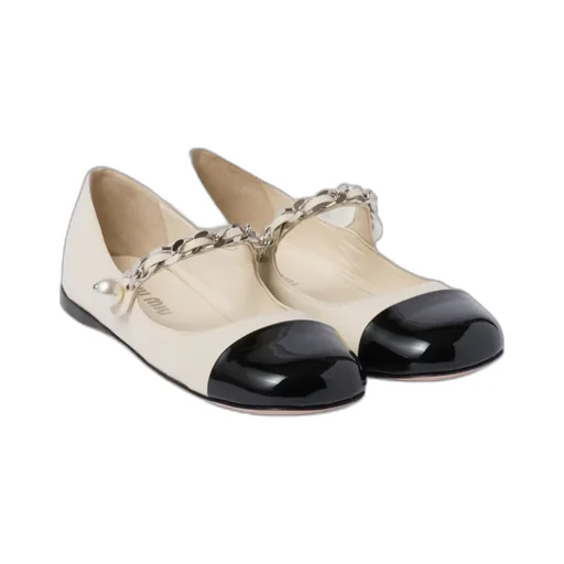 Miu Miu Two-Toned Chain-Linked Ballerinas