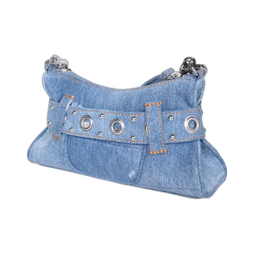 Dsquared2 Gothic Logo Plaque Denim Shoulder Bag