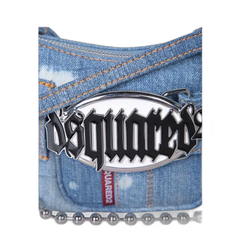 Dsquared2 Gothic Logo Plaque Denim Shoulder Bag