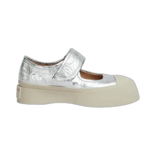 Marni Mary Jane Metallic Wrinkled Sneakers