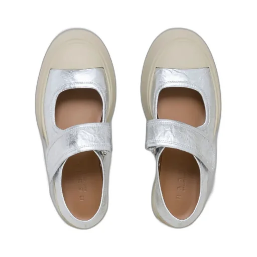 Marni Mary Jane Metallic Wrinkled Sneakers