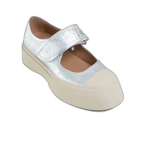 Marni Mary Jane Metallic Wrinkled Sneakers