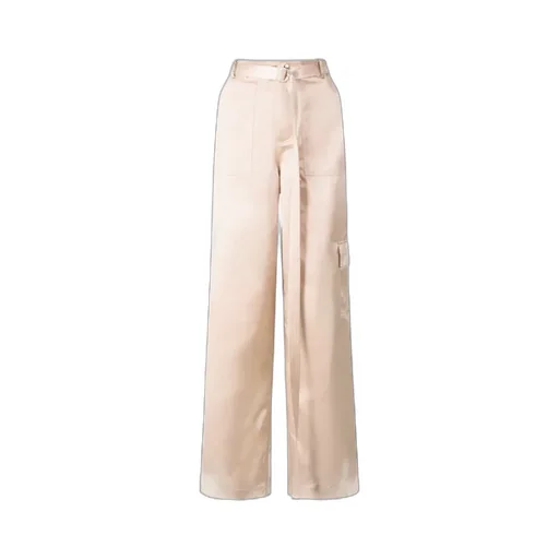Belted Satin-Finish Palazzo Pants
