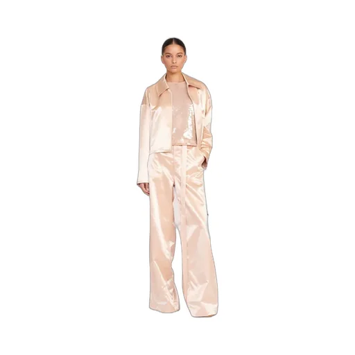 Belted Satin-Finish Palazzo Pants