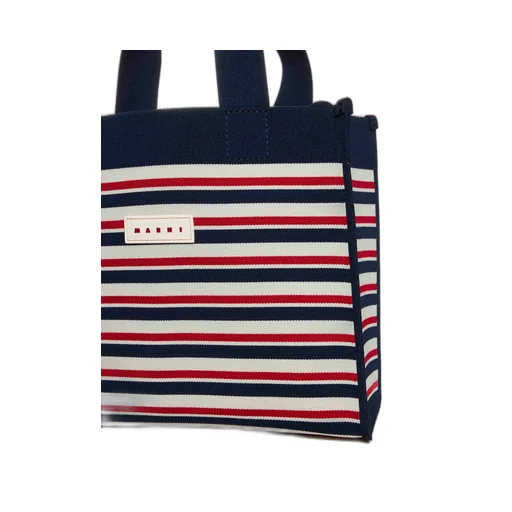 Marni Striped Open-Top Top Handle Bag