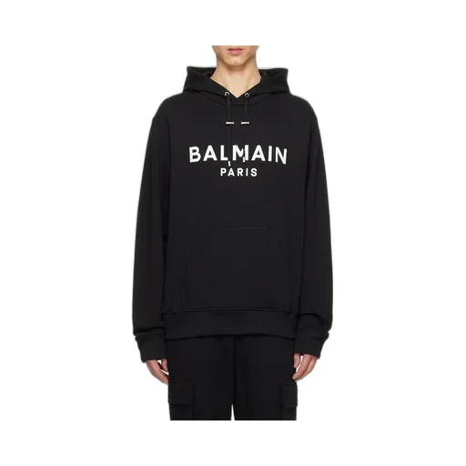Balmain Logo Printed Drawstring Hoodie