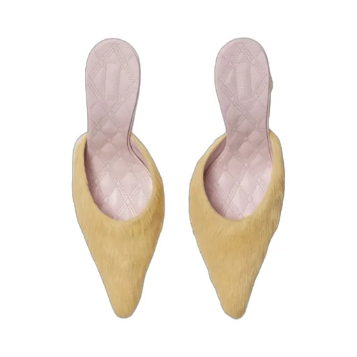Burberry Buck Hair Calf Pointed-Toe Mules