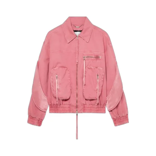 Satin-Inserts Bomber Jacket