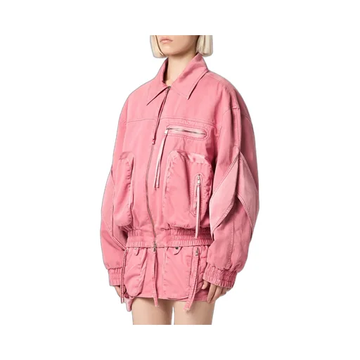 Satin-Inserts Bomber Jacket