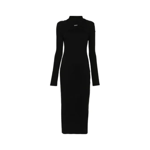 Off-White High-Neck Stretch Dress