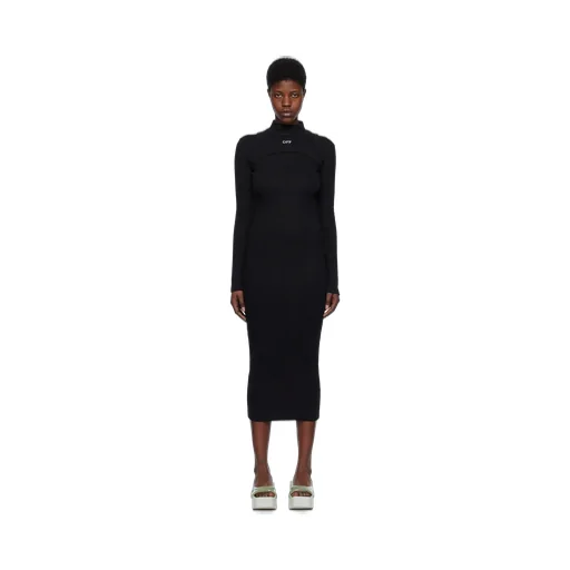 Off-White High-Neck Stretch Dress
