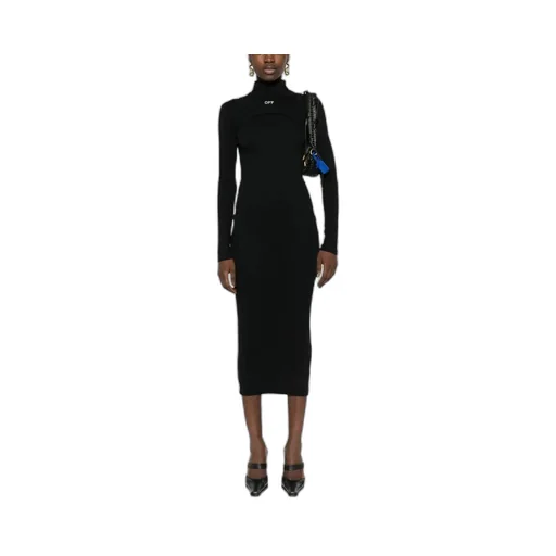 Off-White High-Neck Stretch Dress