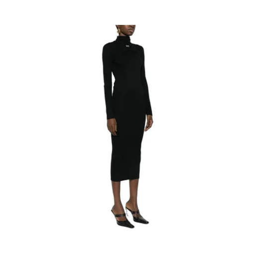 Off-White High-Neck Stretch Dress