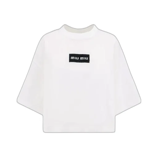 Miu Miu Logo-Detailed Cropped T-Shirt